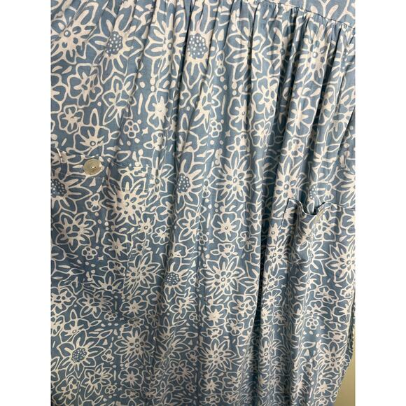 April Cornell blue white floral short sleeve maxi dress, size medium, cottage - Picture 6 of 10